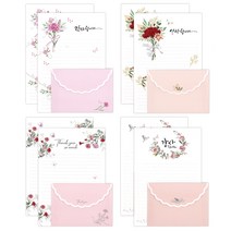 마음담아 예쁜 감성 동물 꽃 크라프트 편지지 봉투 세트 편지지 32p + 편지봉투 16p 2세트, 12.카네이션편지지 4종 2세트