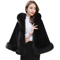 HOLIDIS 여성 가을겨울 따뜻한 후드 망토 케이프 코트