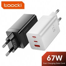 태양광 배터리 Toocki 67W GaN USB C 충전기 빠른 충전 65W 4.0 3.0 QC4.0 PD USB-C 14 13 Pro MacBook, [07] KR Black 67W