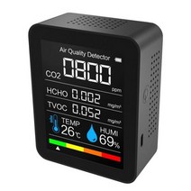 가스 일산화탄소 감지기 지능형 공기 오염 모니터 CO2 계량기 분석기 대 이산화탄소 TVOC HCHO, Black
