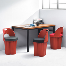 GM마켓 깡통의자 등받이의자 수납용의자 인테리어의자 감성카페 소품 가게물품, 블랙, 레드