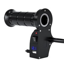 [해외]스위치가있는 12V 오토바이 전기 가열 그립 디지털 디스플레이 핸들 바 히터 온도 조절 가능한 핸들 바 워머 그립, 블루라이트로