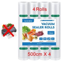 ALACRIS-LED 자동 식품 진공 포장기 식품 보관 용기 가전 제품 주방 용품, Only 4 Rolls Bags, Only 4 Rolls Bags