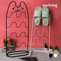 고양이 철제 슬리퍼 거치대 실내화 걸이 정리대 슈즈렉 4단, 심플 접이식 실내화거치대_화이트, 화이트