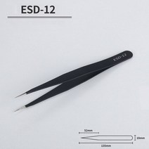 공구 스테인레스 스틸 ESD 정밀 핀셋 키트 수리 도구 모델 제작 벤딩 수동, 03 1pcs_01 Black