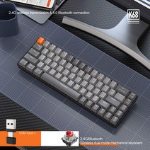 K68 블루투스 기계식 무선 키보드 68키 개이밍 게임용 키보드, 그레이+블랙 적축, 텐키리스