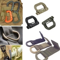 클라이밍장비 등산장비 등산용품 molle webbing lock grimlock attach quickdraw 버클 야외 camp carabiner connect link 등산, 2pcs 블랙