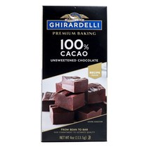 기라델리 프리미엄 베이킹 바 초콜릿, 1개, 100% Cacao Unsweetened, 113.5g