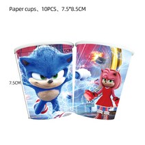 New Cartoon Sonic Party Supplies Boys Birthday Disposable Tableware Set Paper Plate Cup Napkins Baby, 03 10pcs cup
