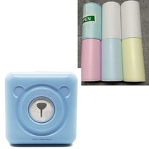 휴대용 포토프린터 무선 셀피 핸드폰 사진인화기 휴대용 열 블루투스 프린터, 08 Blue 6-Roll Paper