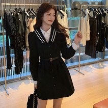원피스 2022 봄 키다리 도라지 첫사랑 달콤한 학원 바람 소금 달콤한 명원 블랙 마린 원피스