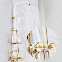 준앤코 골드 화이트/블랙 해바라기 샤워기 욕실 샤워 수전 레인샤워 Stainless Bathroom Shower Faucet Rainshower, BRS01W(화이트)