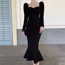 스퀘어넥 퍼프 원피스 햅번 스타일 빅사이즈 4XL