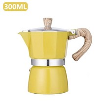 150ml 300ml 빈티지 나무 손잡이 에스프레소 메이커 모카 포트 클래식 이탈리아 및 쿠바 카페 양조용 도구 카페테라 액세서리, 300ml yellow
