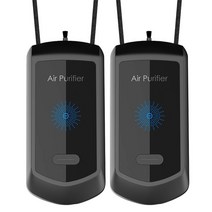 산소발생기 2 pcs 목 공기 청정기 개인 웨어러블 미니 휴대용 자동차 산소 바 음이온, 검은색