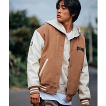 VOLCOM 재규어 오버핏 스타디움 바시티 패딩 자켓 베이지