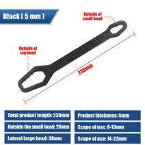 수공구 3-17/8-22mm Torx 렌치 두꺼운 셀프 타이트닝 조절 보드 더블 헤드 스패너 다목적, [05] 160mm 8-22mm 5mm