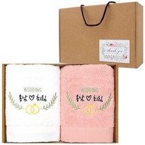 어메니티타올 결혼식 답례품 수건 40수 코마사 200g 2장 세트, 그레이, 2개