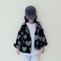 모이스토어 하트점퍼(2color) 유아 키즈 주니어 가을 데일리룩 등원룩 박스핏 하트패턴 아우터 자켓