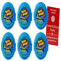 Hubba Bubba Chewing Gum Tape Roll | Sour Blue Raspberry 6 Pack (2 Ounces) | Plus Recipe Booklet Bund, 1