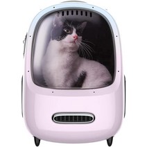 PETKIT 고양이용 캐리백 애완동물 통기성 돌출 방지 기능을 탑재 내장 라이트 인체공학에 근거한 설계 외출, 03 핑크