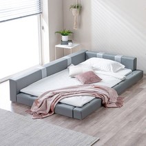 젠티스 베스트 슈퍼싱글 침대프레임 콜렉션 (매트선택), I. 스퀘어 클래식 (그레이)