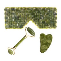 비취 스톤 마스크 페이스 마사지 롤러 Guasha 스크레이퍼 세트 천연석 콜드 테라피 릴랙싱 페이셜 마사지 수면 도구, 유형 1, 하나