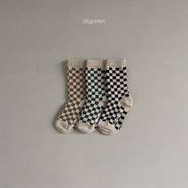 [바로배송] 디그린 체커보드 삭스 3족세트 유아동 양말세트 선물용 양말세트