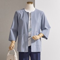 블루종 린넨 데일리 노카라 자켓 B2405JK035B M