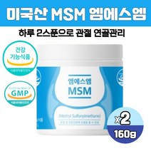 미국산 순수 엠에스엠 식이유황 분말 디메틸설폰 MSM 무릎 관절 영양제 MSN 가루 파우더 식약처인증, 160g, 2통