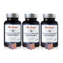 닥터브라이언 고함량 멀티비타민 철분 츄어블 성인 어린이 키즈 씹어먹는 영양제 90정 3통