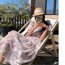 쇼매인 데일리 꽃무늬 봄 여름 슬림 주름 루즈핏 귀여운 여성원피스