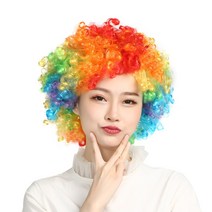 무지개 뽀글이 가발-파티 코믹 아줌마 가발