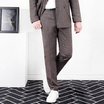 산토그리얼 구김없는 체크 일자 슬랙스 팬츠