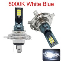 2Pcs H4 H7 LED H11 H8 H9 H10 H1 H3 자동차 안개 전구 9005 9006 자동 운전 러닝 램프 12000LM 80W 12V, 8000K 화이트 블루