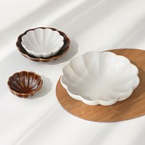 시노기 꽃잎 도자기 볼 3style 일식 간장 종지 개인 앞접시 소스볼 타원볼 찬기 오목한 예쁜 일본 그릇, 직사각 볼-중 (내추럴)