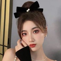 신스엔스 여성 고급 벨벳 리본 진주 헤어핀