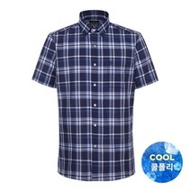 닥스셔츠 [DAKS] 체크 캐주얼 네이비 반팔셔츠 레귤러핏 (DIS3SHCS708N1)