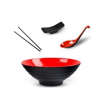 라멘 그릇 세트 432 OZ 큰 멜라민 그릇 스푼 완전한 식기 세트 젓가락 오래가는 일본 스타일 매력적인 수공예 수프 그릇