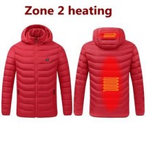 남자 Winte 더블 스위치 11 영역 난방 USB 재킷 스마트 서 모스 탯 후드 온수 의류 자 켓, [01] M, [02] 2 Areas Heated Red