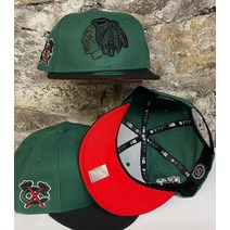 시카고 블랙hawks New Era 스냅백 독점 커스텀 NHL 모자 패치 그린 리미티드