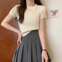 봄여름 슬림핏 숏기장 코디 니트 반팔 여상