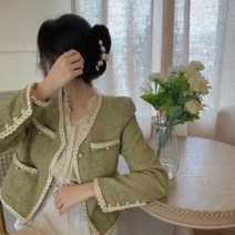 트위드자켓 핸드메이드 숏자켓 반 코트 키작녀 프렌치핏 미니코트 트위드풍 쇼츠 가을