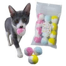 고양이 폼폼볼 장난감 무소음 공 12P, 4.5cm(파랑4+노랑4+분홍4)