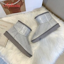 헌터패딩부츠 방한화 앵클 스노우 겨울 겨울 눈 여성 부츠 플러시 따뜻한 신발 플랫폼 부츠 여성 투명 방수 모피 라운드 헤드 신발 여성