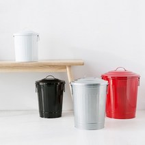 마켓비 CESTINO 휴지통 철제 스틸 다용도 수납함 쓰레기통 뚜껑있는 분리수거, 18L 레드, 1개