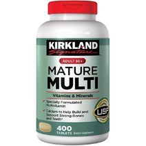 KIRKLAND 커클랜드 시그니처 어덜트 50플러스 머츄어 멀티 비타민 앤 미네랄 보조제 400알 2개 총 1315g, 400정