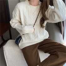 겨울 여성니트 프리사이즈 여자꽈배기니트티 이루이 보풀 방지 시리즈