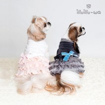 일루일루와 [일루일루와] 프릴 니트 리본 원피스, L/화이트