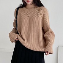 퍼니걸스 하찌 무지 나그랑 단추 긴팔 니트 여성의류_1389